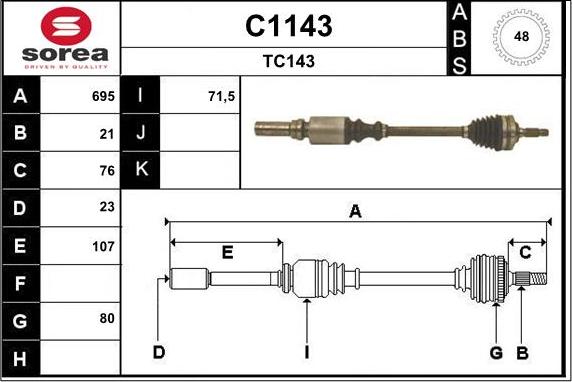 SNRA C1143 - Приводний вал autozip.com.ua