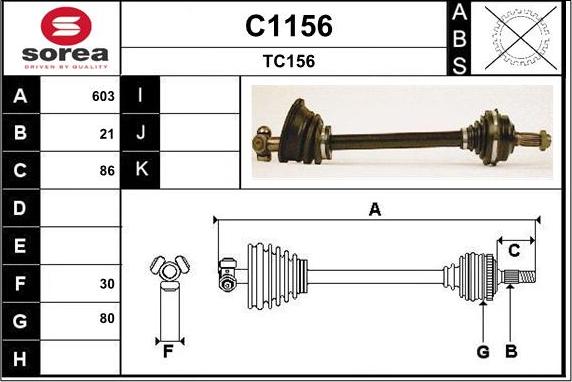 SNRA C1156 - Приводний вал autozip.com.ua