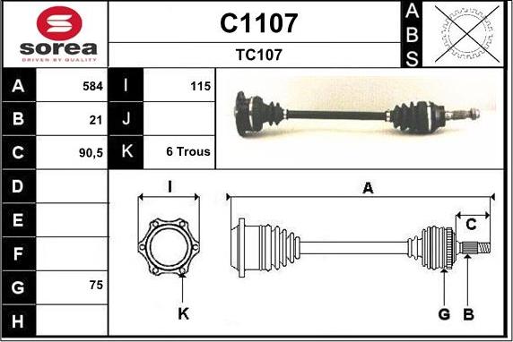 SNRA C1107 - Приводний вал autozip.com.ua