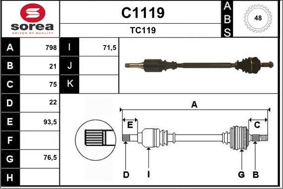 SNRA C1119 - Приводний вал autozip.com.ua