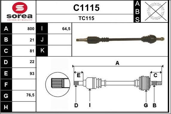 SNRA C1115 - Приводний вал autozip.com.ua