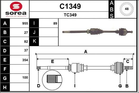 SNRA C1349 - Приводний вал autozip.com.ua