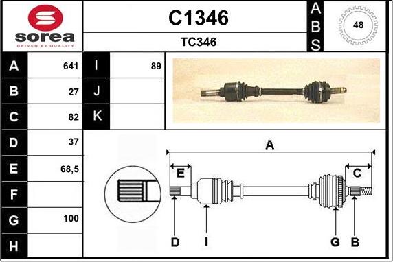 SNRA C1346 - Приводний вал autozip.com.ua