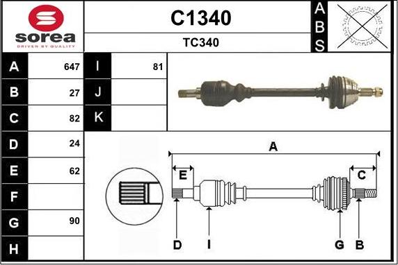 SNRA C1340 - Приводний вал autozip.com.ua