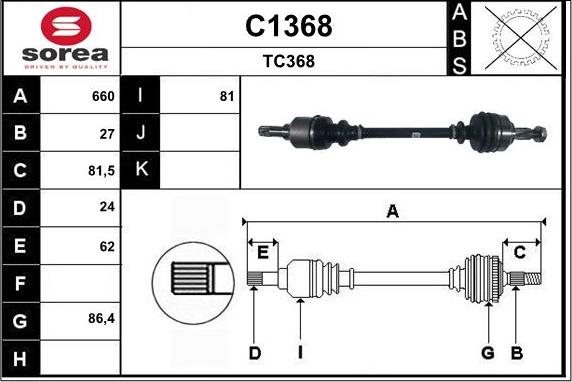 SNRA C1368 - Приводний вал autozip.com.ua