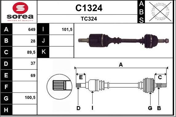 SNRA C1324 - Приводний вал autozip.com.ua