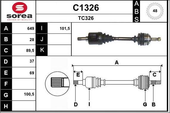 SNRA C1326 - Приводний вал autozip.com.ua