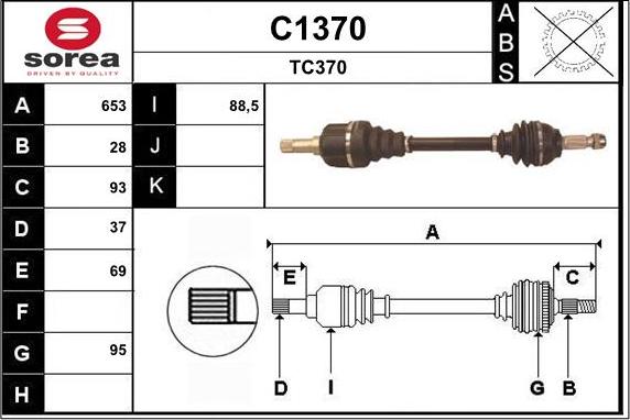 SNRA C1370 - Приводний вал autozip.com.ua