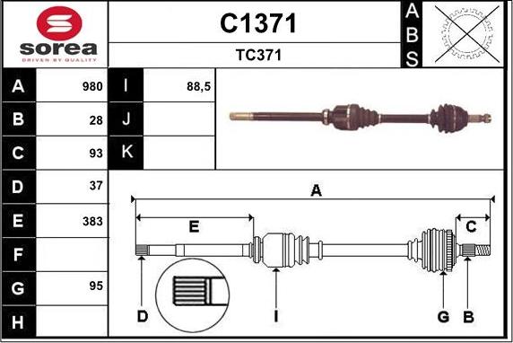 SNRA C1371 - Приводний вал autozip.com.ua