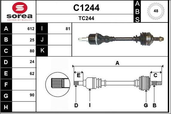 SNRA C1244 - Приводний вал autozip.com.ua