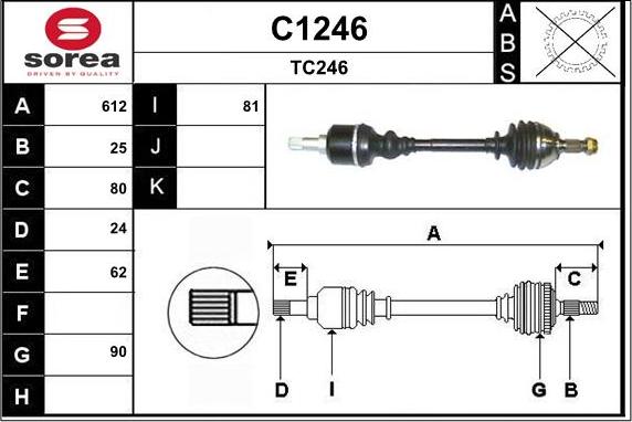 SNRA C1246 - Приводний вал autozip.com.ua