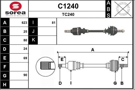 SNRA C1240 - Приводний вал autozip.com.ua