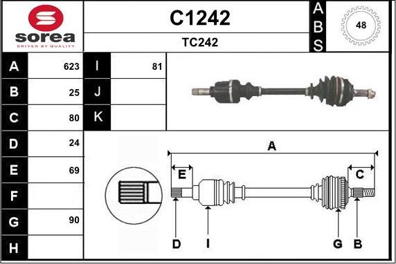 SNRA C1242 - Приводний вал autozip.com.ua