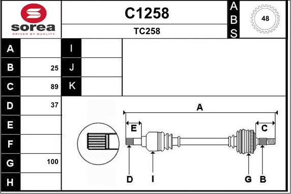 SNRA C1258 - Приводний вал autozip.com.ua