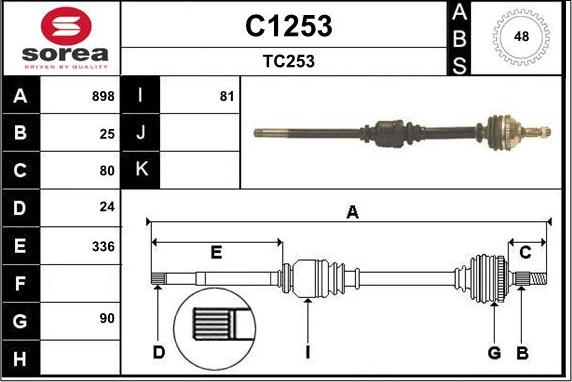 SNRA C1253 - Приводний вал autozip.com.ua