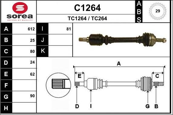 SNRA C1264 - Приводний вал autozip.com.ua