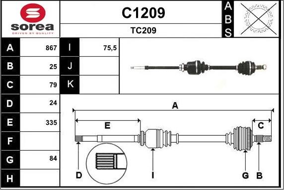 SNRA C1209 - Приводний вал autozip.com.ua