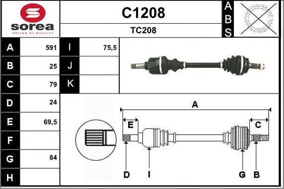 SNRA C1208 - Приводний вал autozip.com.ua