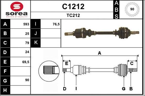 SNRA C1212 - Приводний вал autozip.com.ua