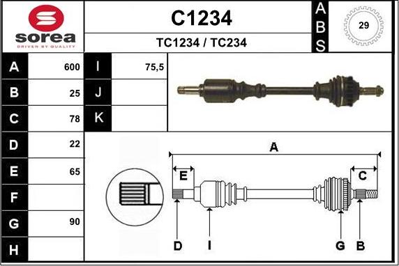 SNRA C1234 - Приводний вал autozip.com.ua