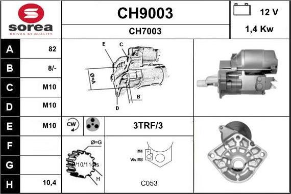 SNRA CH9003 - Стартер autozip.com.ua