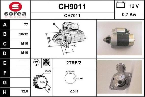 SNRA CH9011 - Стартер autozip.com.ua