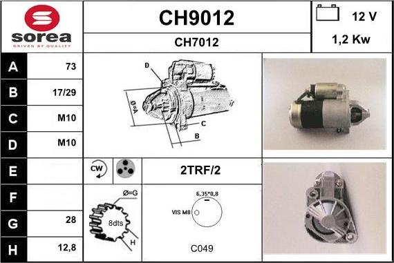 SNRA CH9012 - Стартер autozip.com.ua