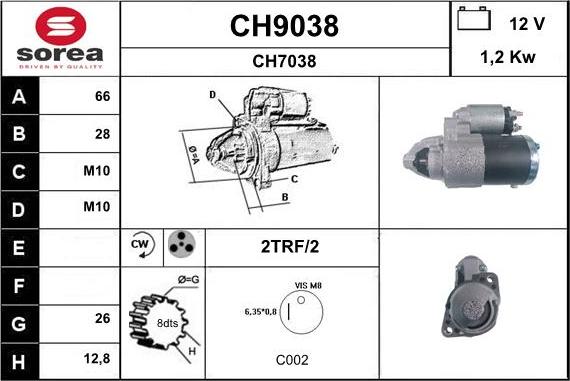 SNRA CH9038 - Стартер autozip.com.ua