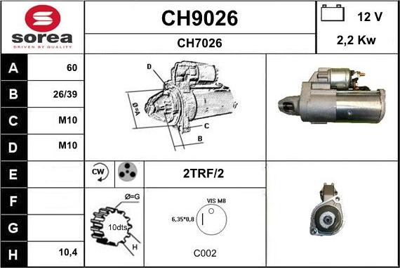 SNRA CH9026 - Стартер autozip.com.ua