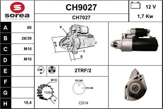 SNRA CH9027 - Стартер autozip.com.ua