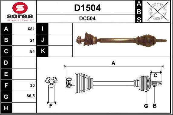 SNRA D1504 - Приводний вал autozip.com.ua