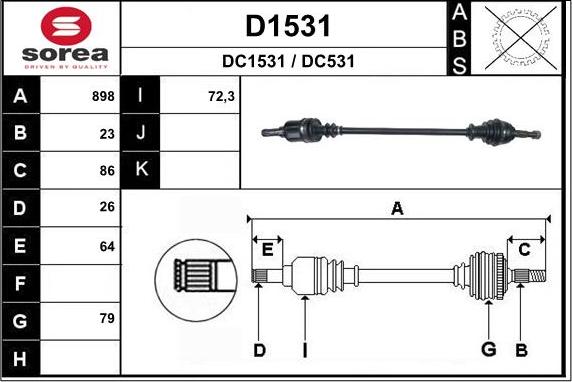 SNRA D1531 - Приводний вал autozip.com.ua