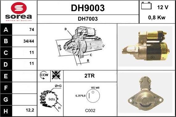 SNRA DH9003 - Стартер autozip.com.ua