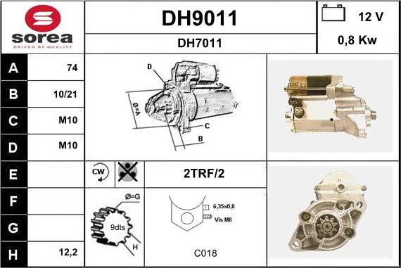 SNRA DH9011 - Стартер autozip.com.ua