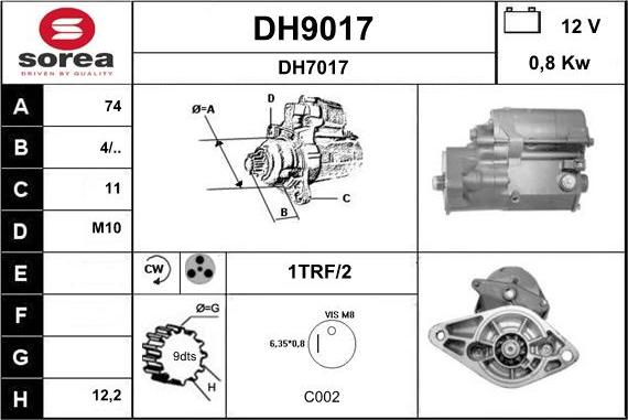 SNRA DH9017 - Стартер autozip.com.ua