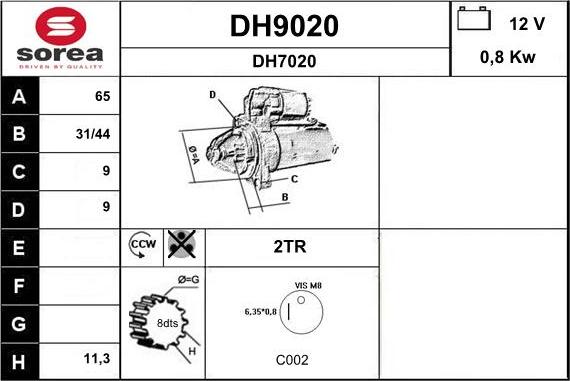 SNRA DH9020 - Стартер autozip.com.ua