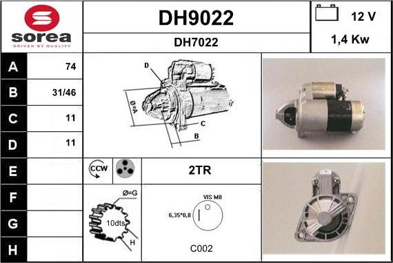 SNRA DH9022 - Стартер autozip.com.ua