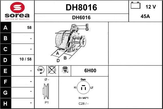SNRA DH8016 - Генератор autozip.com.ua
