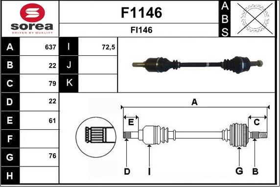 SNRA F1146 - Приводний вал autozip.com.ua