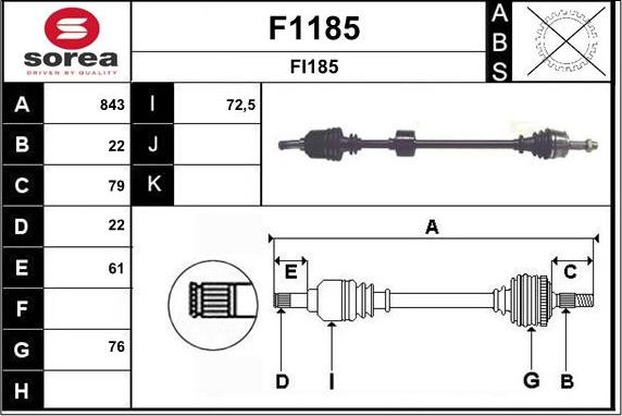 SNRA F1185 - Приводний вал autozip.com.ua