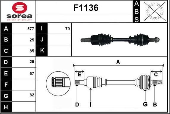 SNRA F1136 - Приводний вал autozip.com.ua