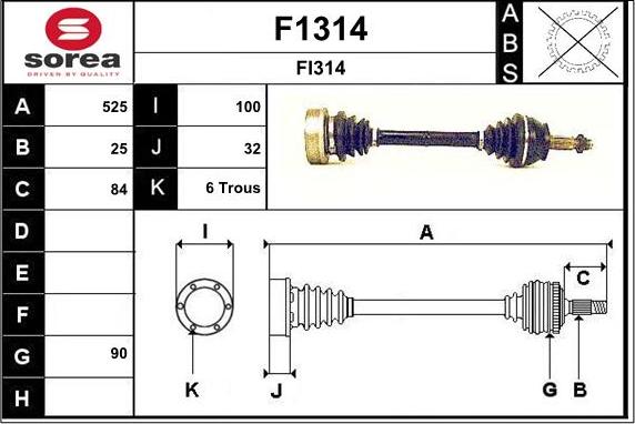 SNRA F1314 - Приводний вал autozip.com.ua