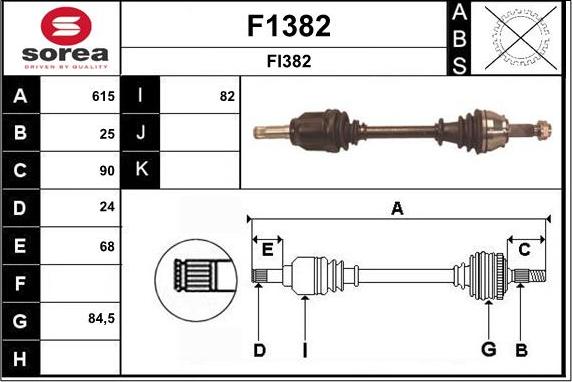 SNRA F1382 - Приводний вал autozip.com.ua