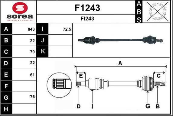 SNRA F1243 - Приводний вал autozip.com.ua