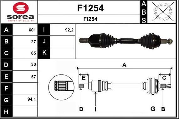 SNRA F1254 - Приводний вал autozip.com.ua