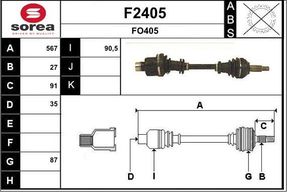 SNRA F2405 - Приводний вал autozip.com.ua