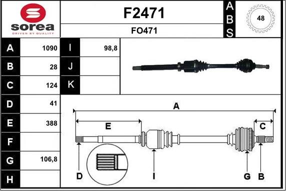 SNRA F2471 - Приводний вал autozip.com.ua