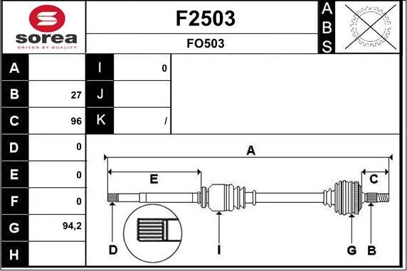 SNRA F2503 - Приводний вал autozip.com.ua