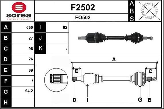 SNRA F2502 - Приводний вал autozip.com.ua