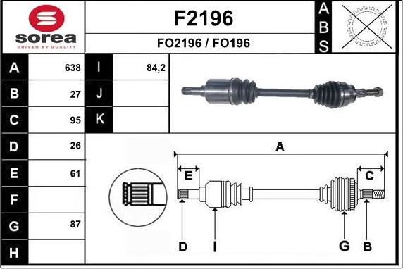 SNRA F2196 - Приводний вал autozip.com.ua